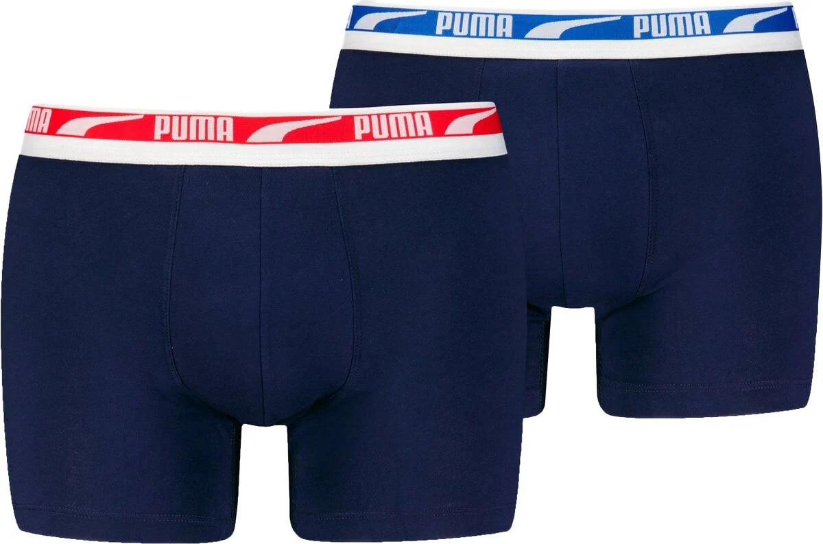 2-Pack Everyday Multi Logo Boxer Briefs, Navy w/ red/blue