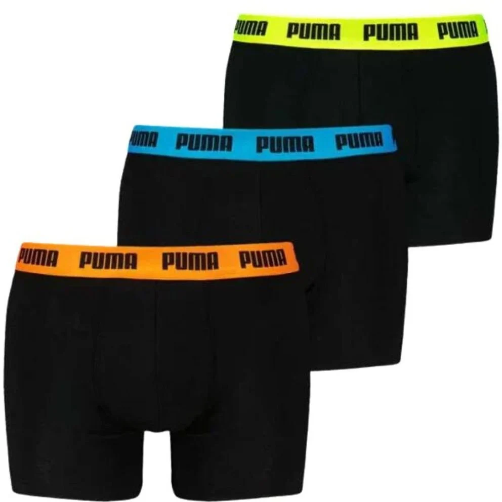 3-Pack Everyday Basic Boxer Briefs, Black w/ orange/blue/yellow