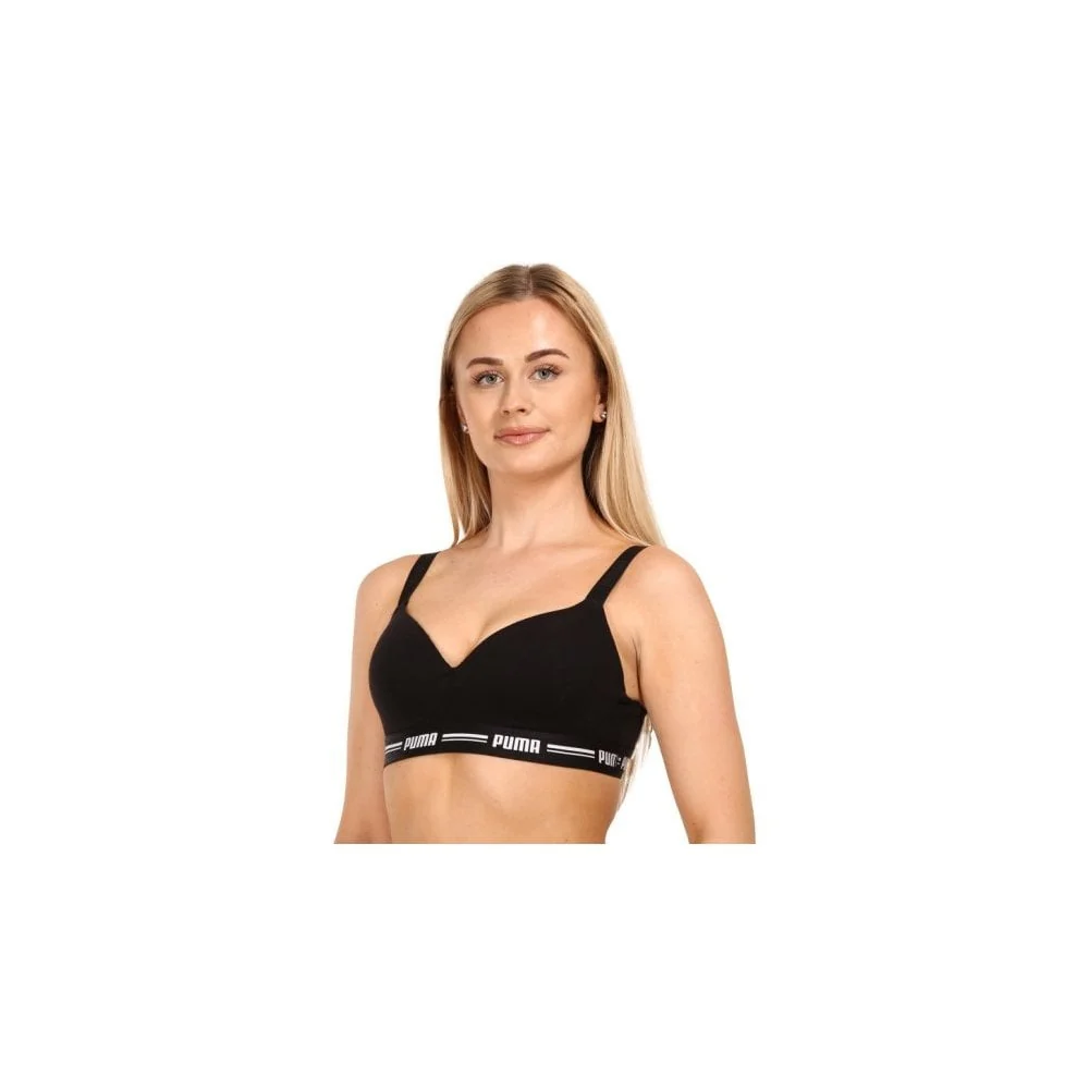 Striped Logo Padded Bra Top, Black - Image 10
