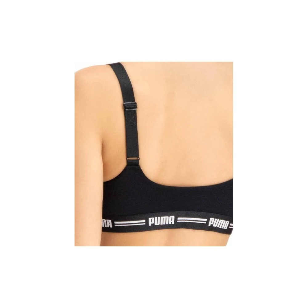 Striped Logo Padded Bra Top, Black - Image 8