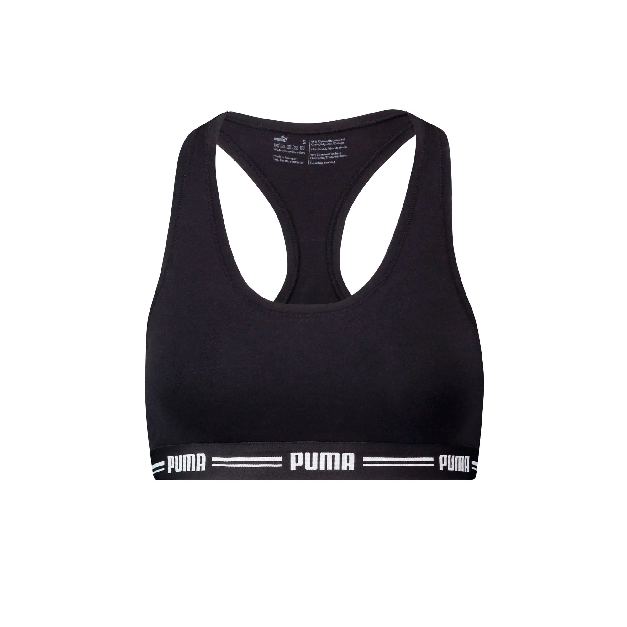 Striped Logo Racerback Bra Top, Black
