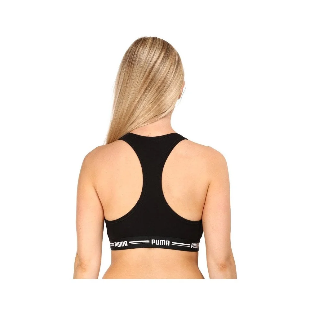 Striped Logo Racerback Bra Top, Black - Image 10