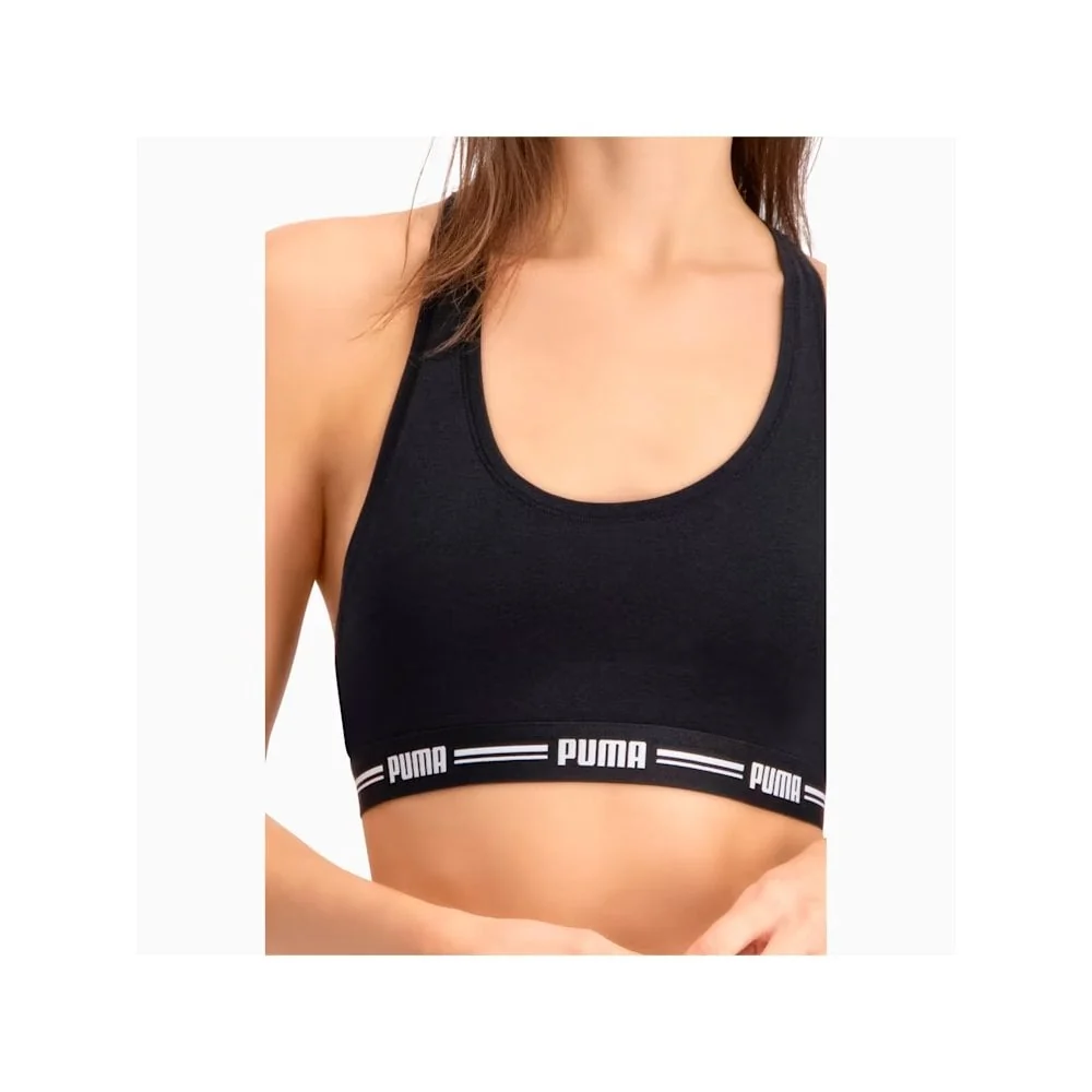 Striped Logo Racerback Bra Top, Black - Image 11