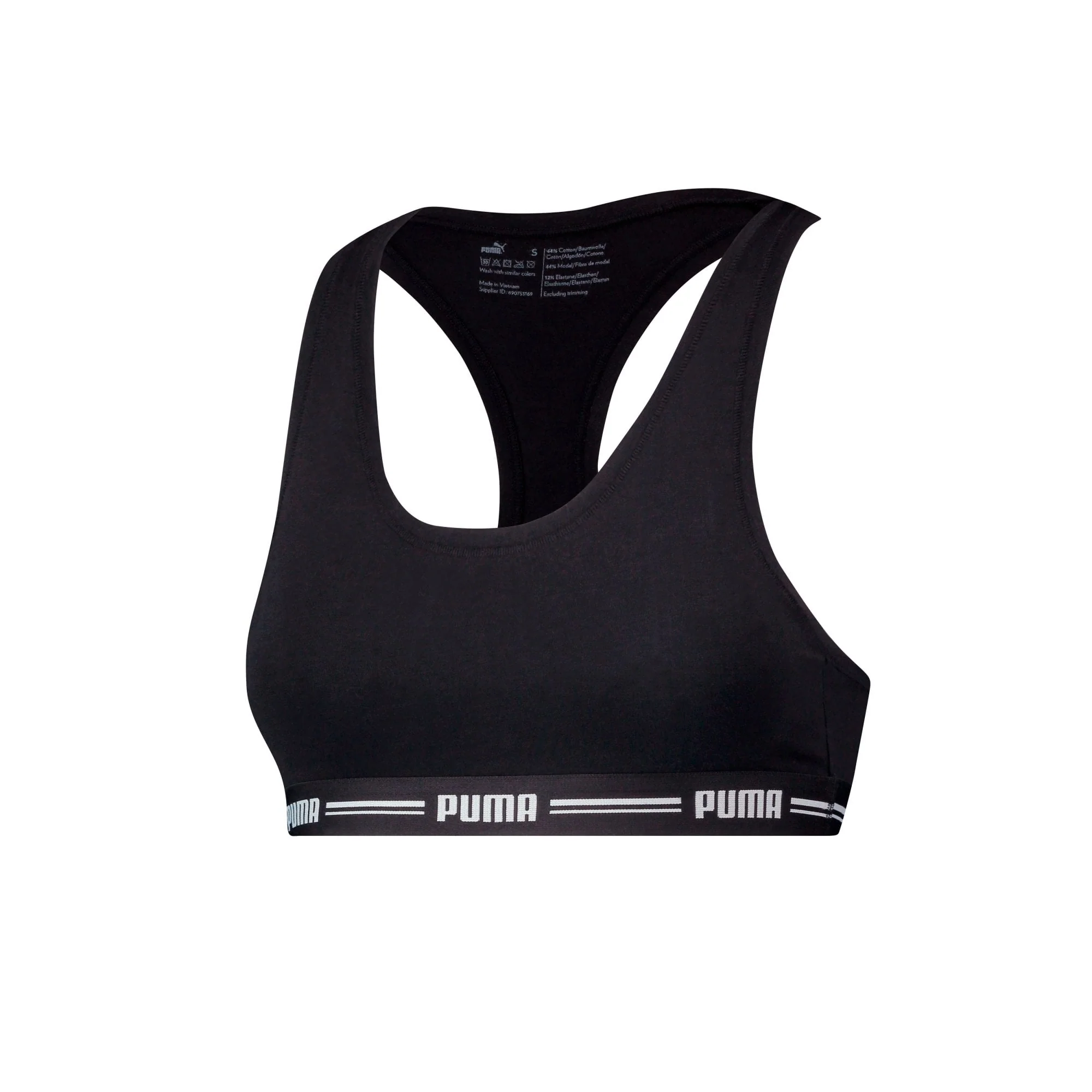 Striped Logo Racerback Bra Top, Black - Image 20