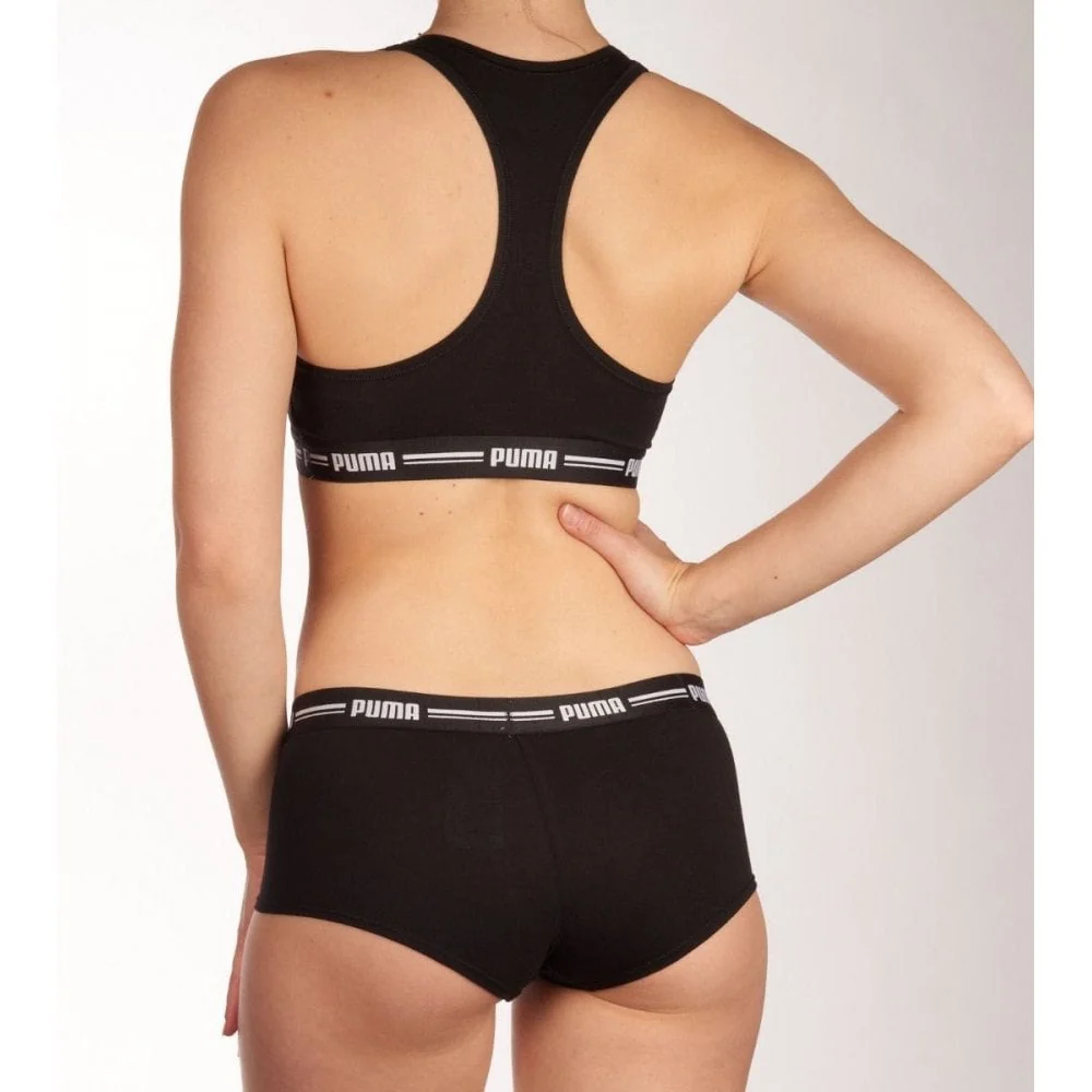Striped Logo Racerback Bra Top, Black - Image 4