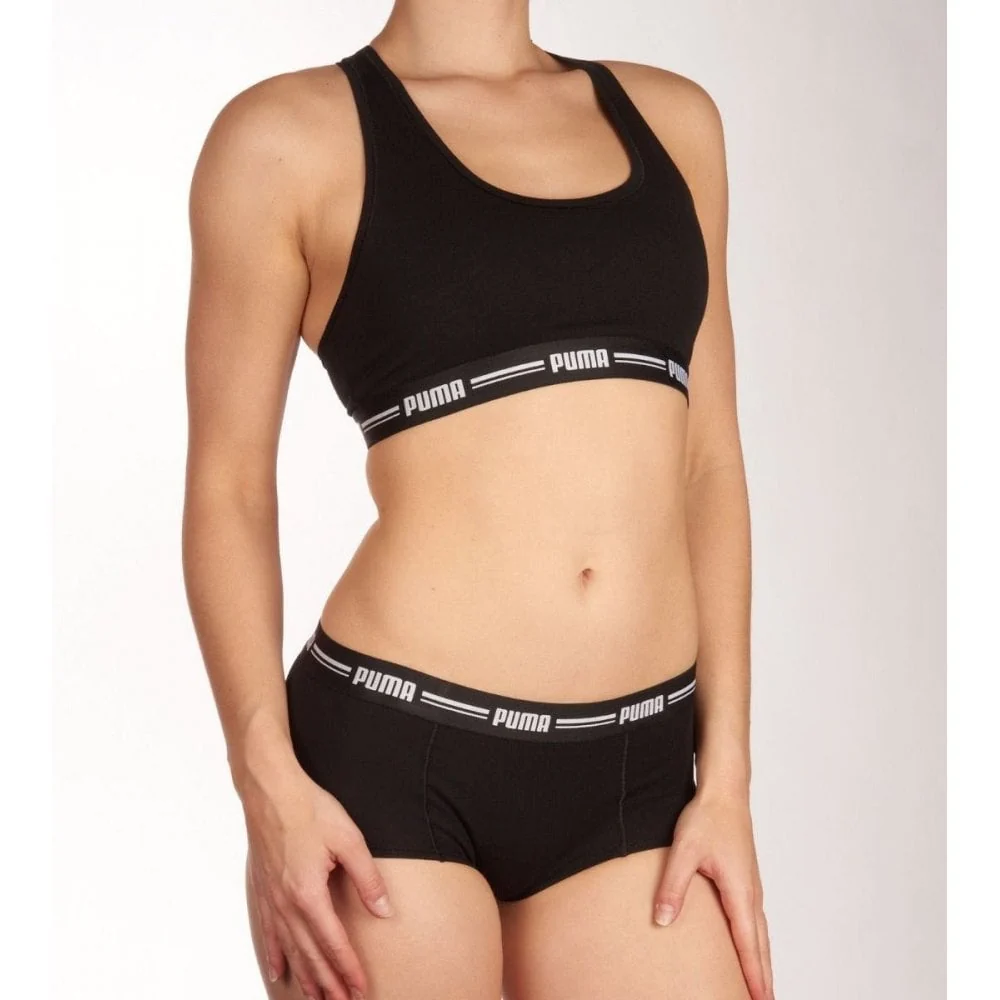 Striped Logo Racerback Bra Top, Black - Image 5
