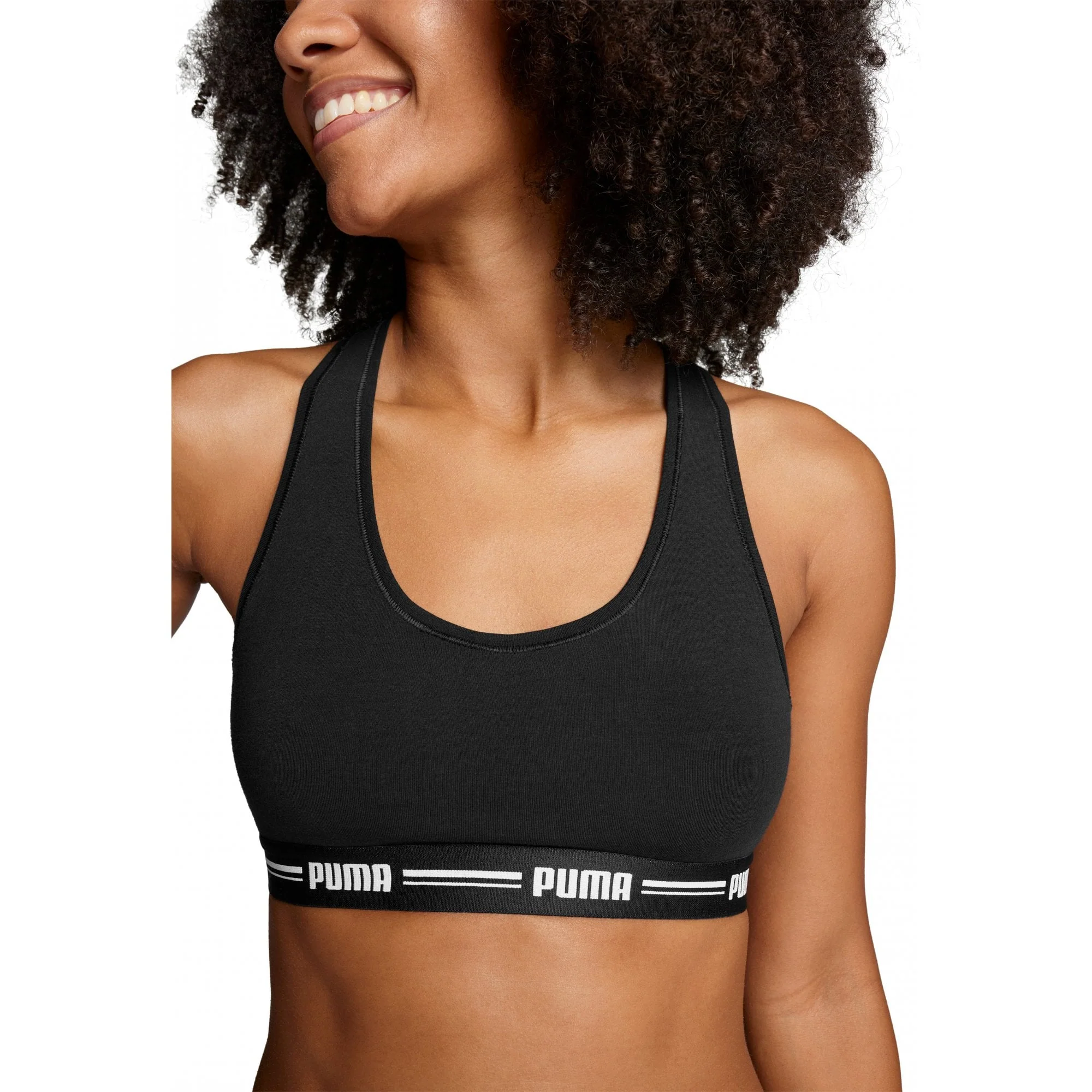 Striped Logo Racerback Bra Top, Black - Image 7