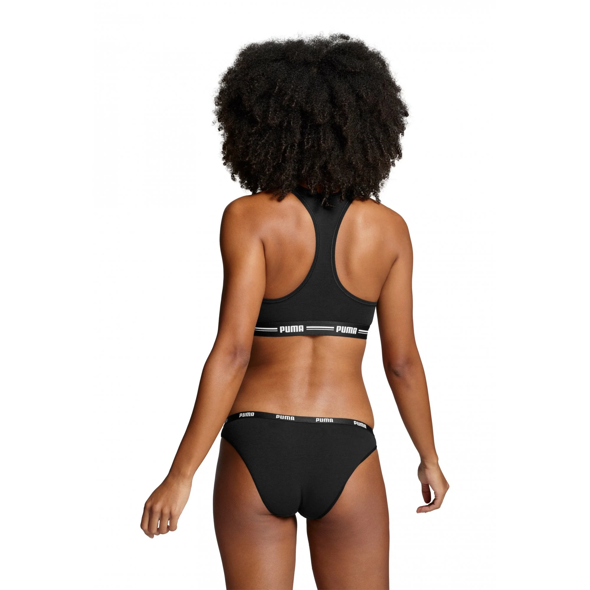 Striped Logo Racerback Bra Top, Black - Image 8