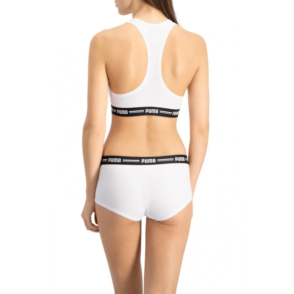 Striped Logo Racerback Bra Top, White - Image 5