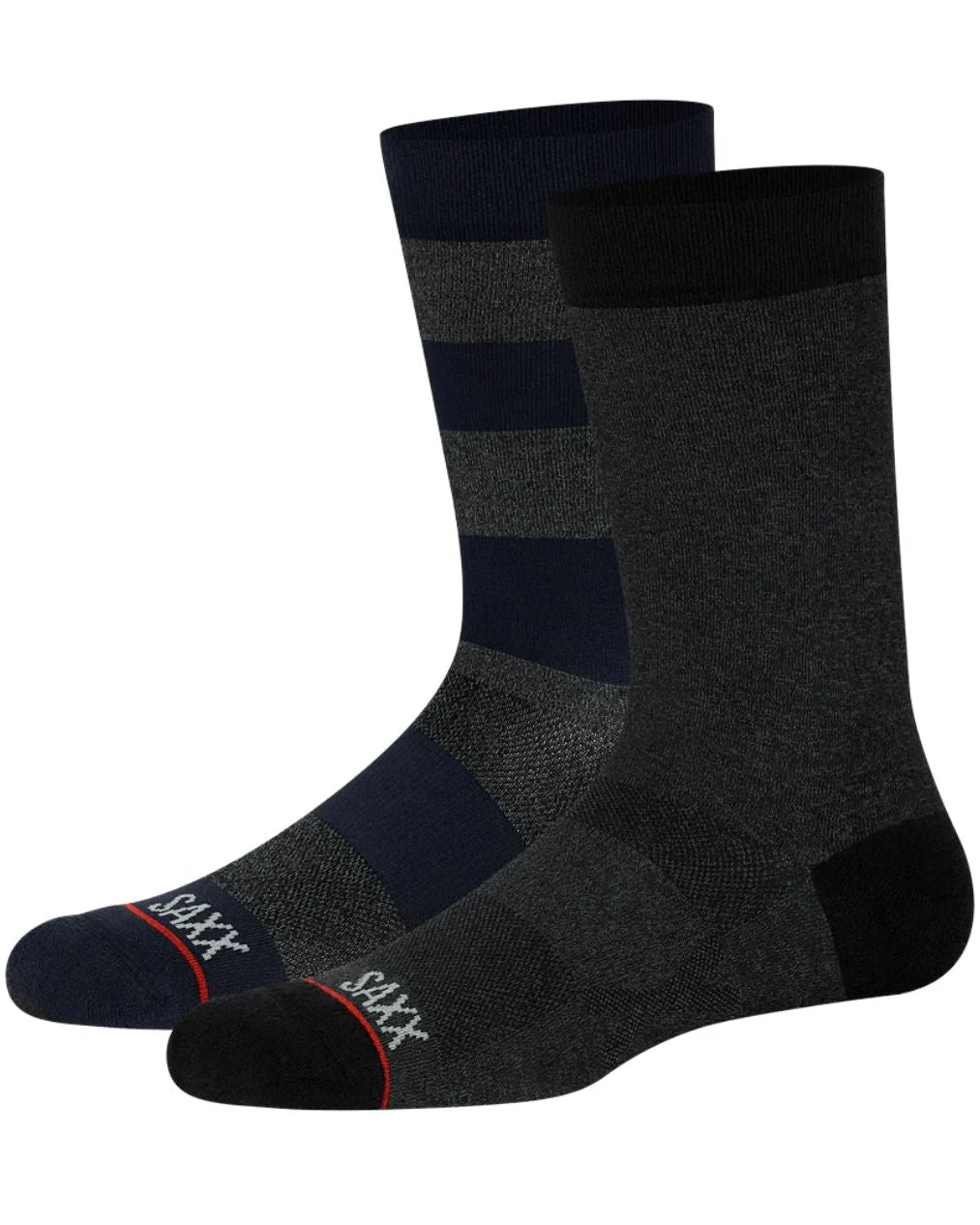 2-Pack Whole Package Crew Socks, Black Heather / Ombre Rugby