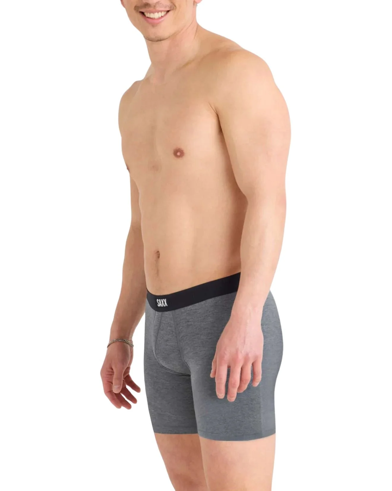 2-Pack Vibe Xtra Soft Fly Boxer Briefs 6", Black/Grey - Image 2