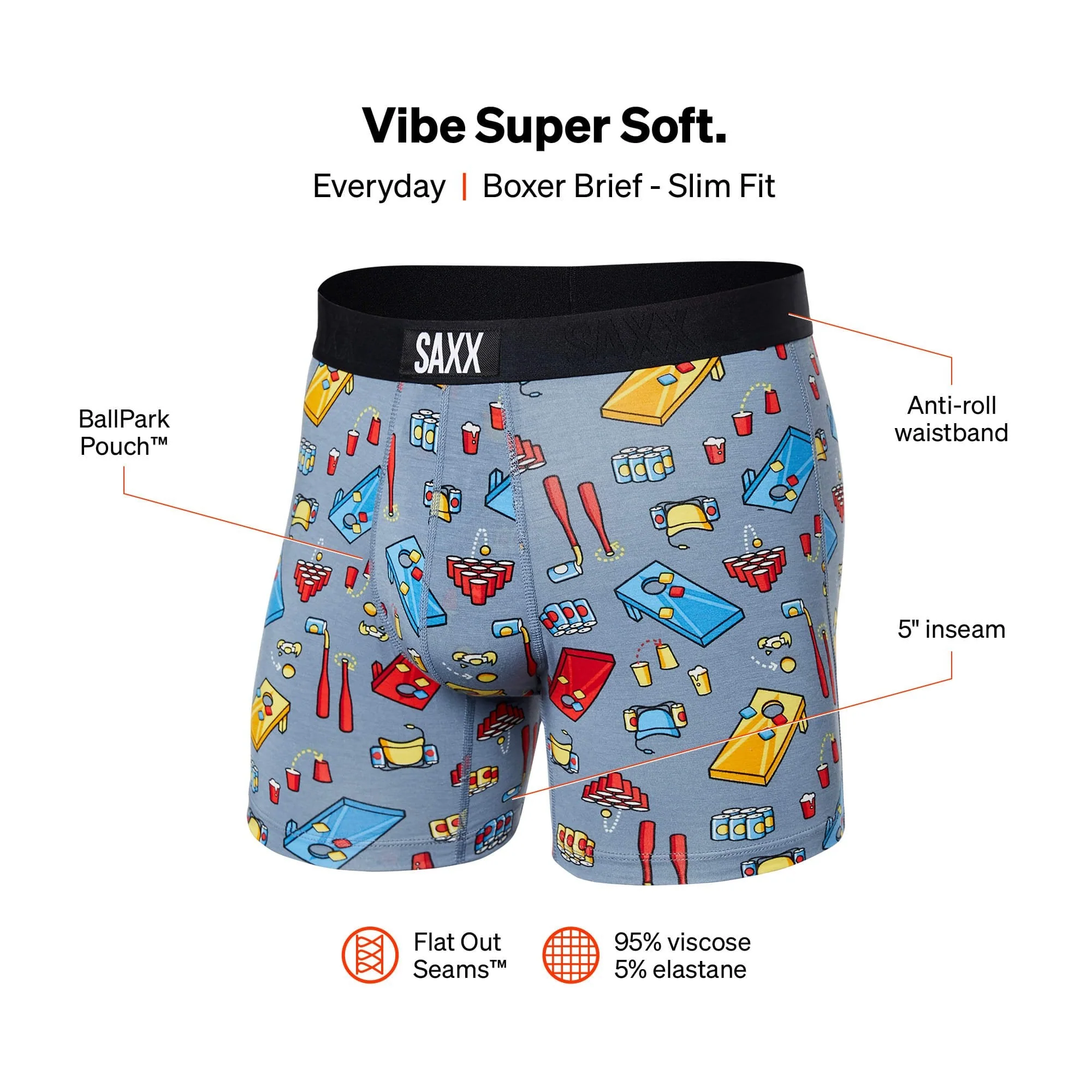 Vibe Super Soft Boxer Brief, Beer Olympics Grey - Image 3