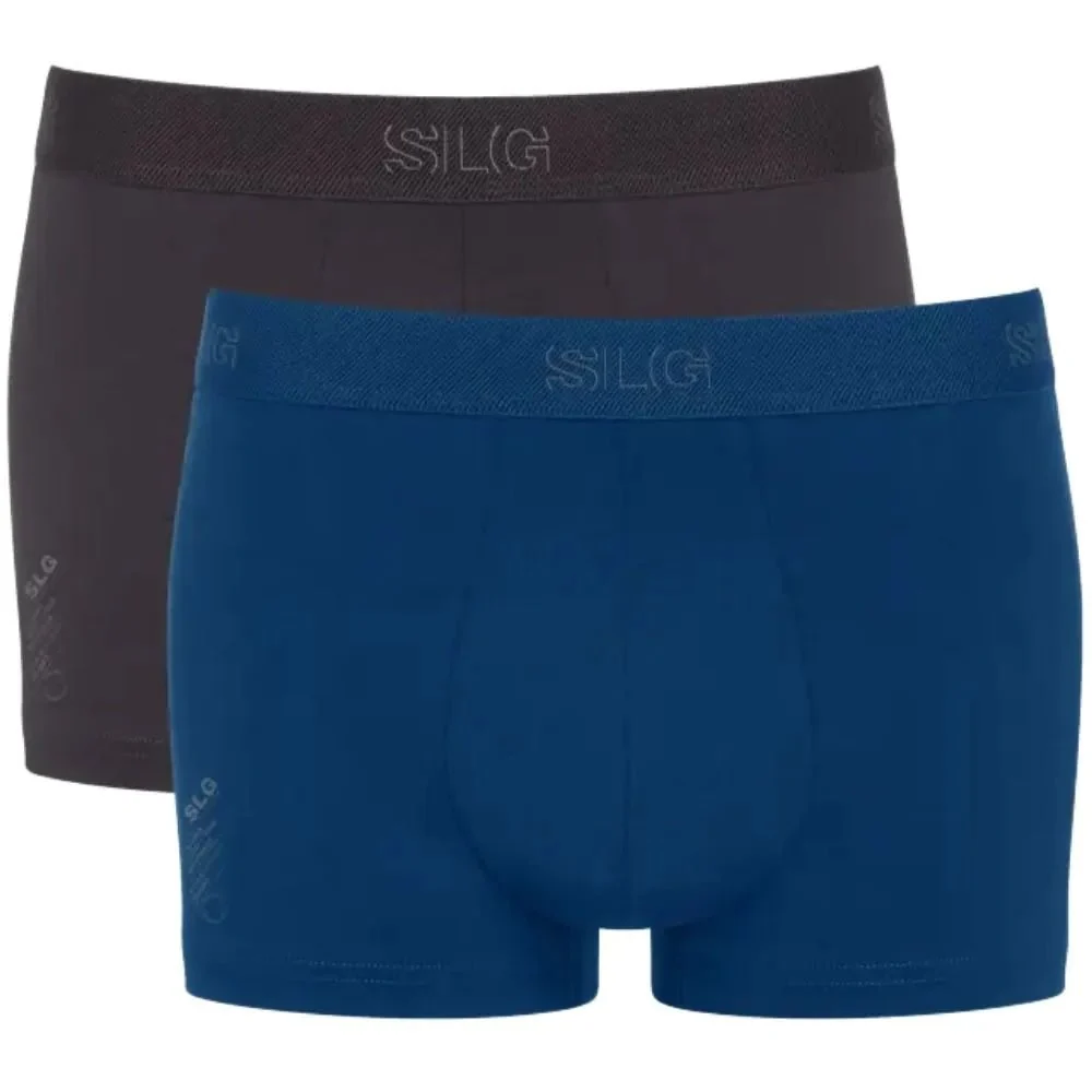 2-Pack SLG Base Boxer Trunks, Blue/Charcoal