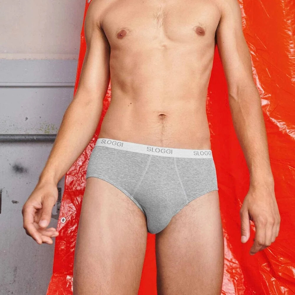 2-Pack Basic Men's Midi Briefs, Grey Melange - Image 2