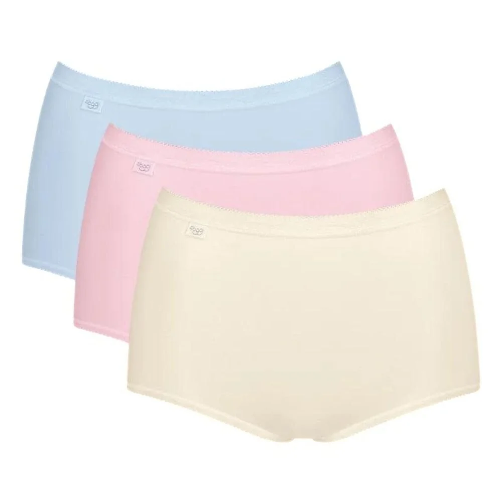 Basic+ 3-Pack Cotton Maxi Briefs, Pastel Blue/Yellow/Pink