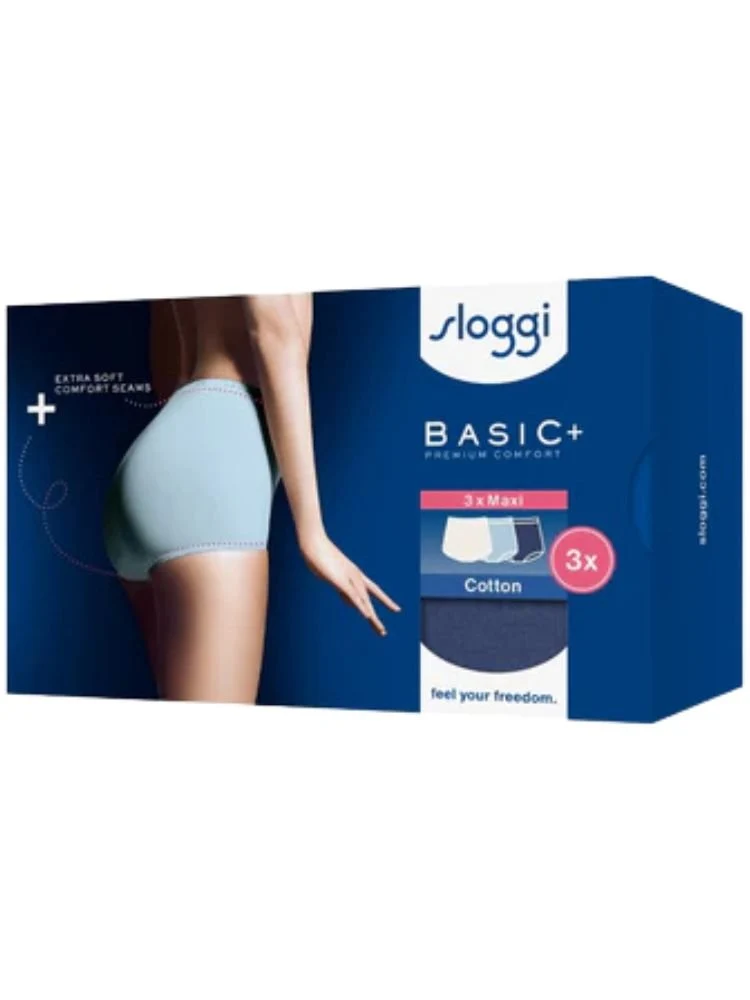 Basic+ 3-Pack Cotton Maxi Briefs, Provincial/White/Water - Image 2