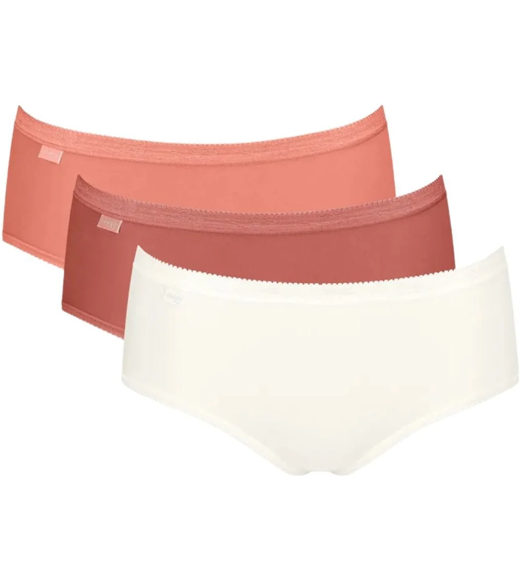 Basic+ 3-Pack Cotton Midi Briefs, Apricot/White/Orange