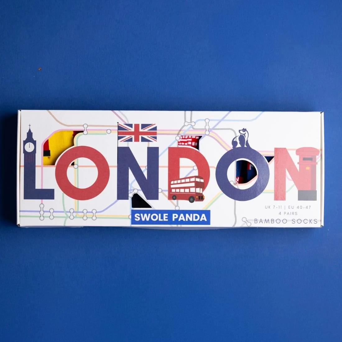 4-Pack Iconic London Bamboo Socks Gift Box Box