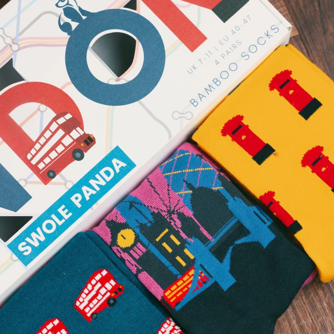 4-Pack Iconic London Bamboo Socks Gift Box Box - Image 6