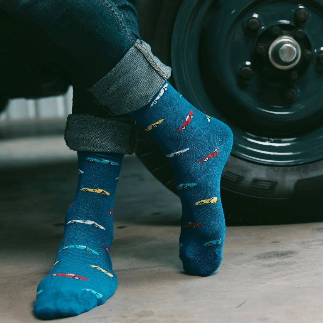 Classic Car Bamboo Socks, Blue - Image 2