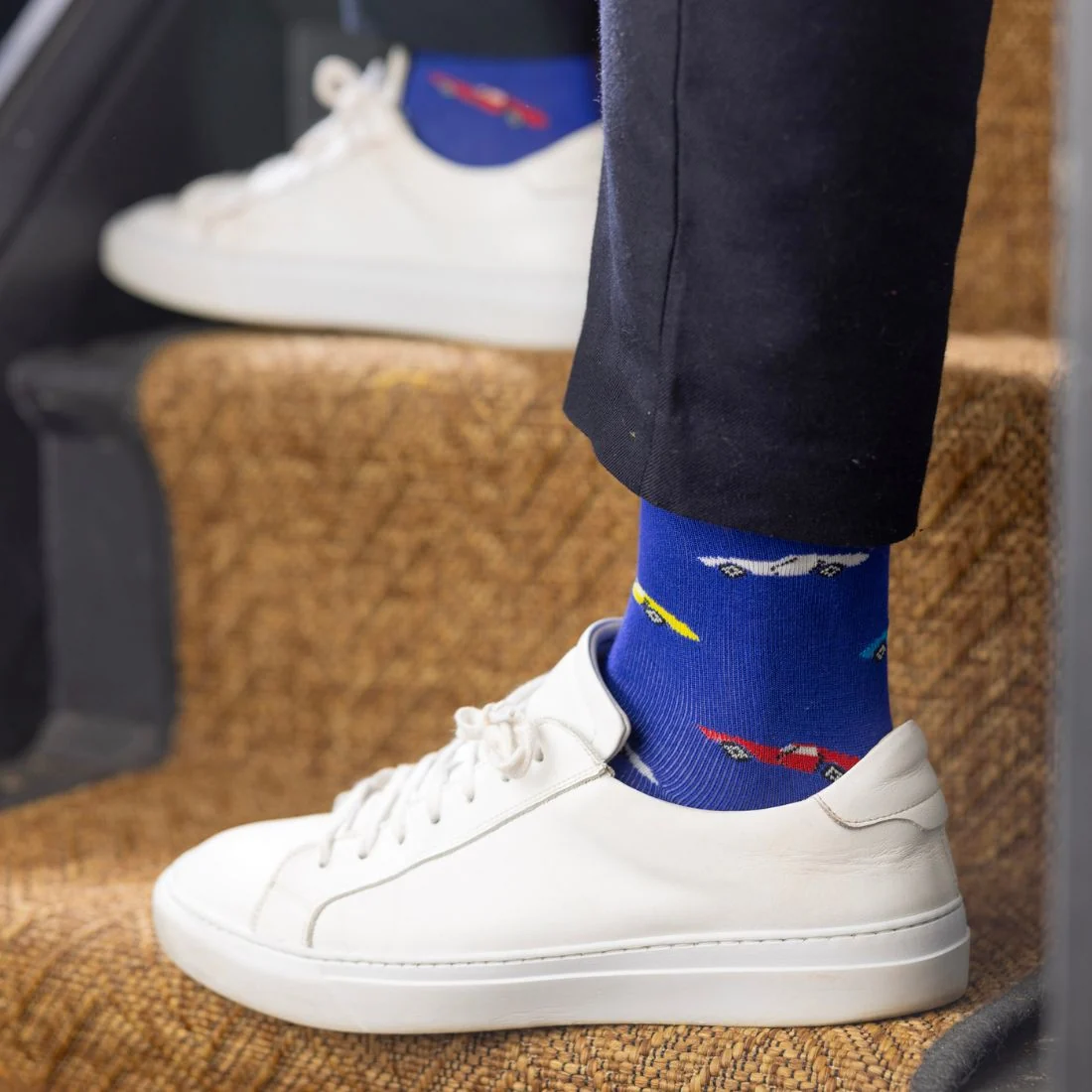 Classic Car Bamboo Socks, Blue - Image 3