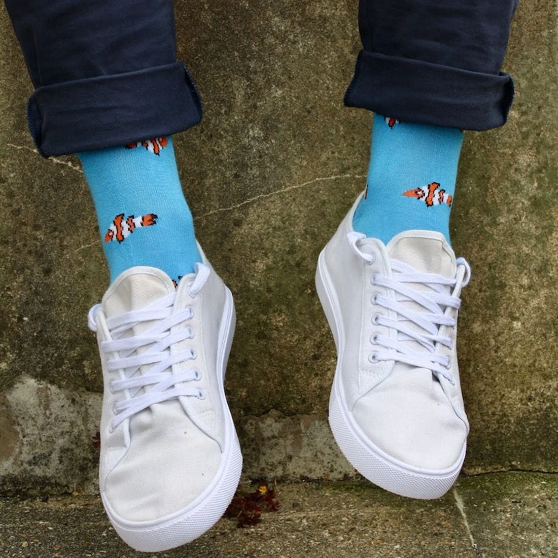Clown Fish Bamboo Socks, Sky Blue - Image 2