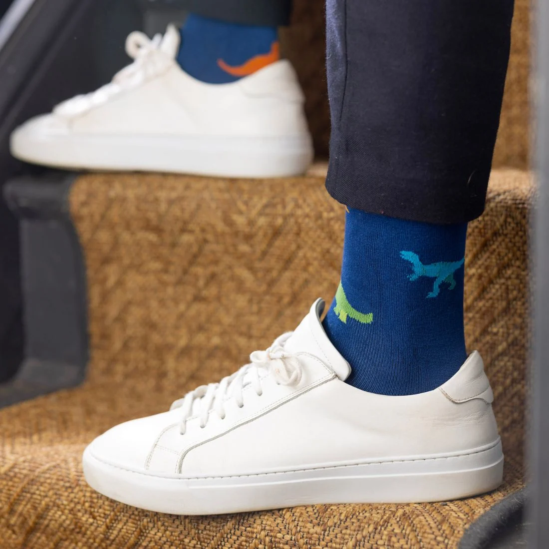 Dinosaur Bamboo Socks, Blue - Image 3