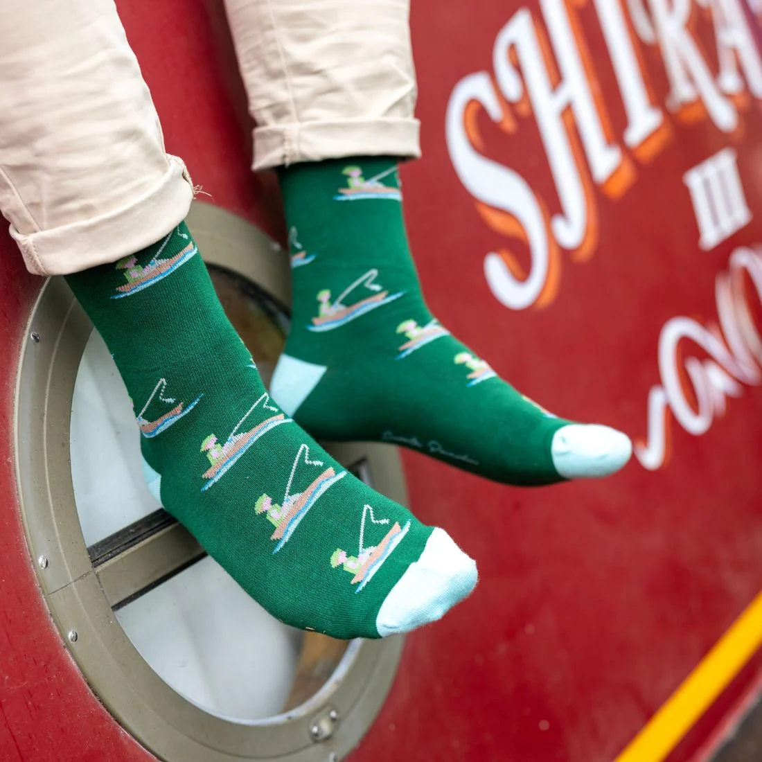Fisherman Bamboo Socks, Green - Image 2