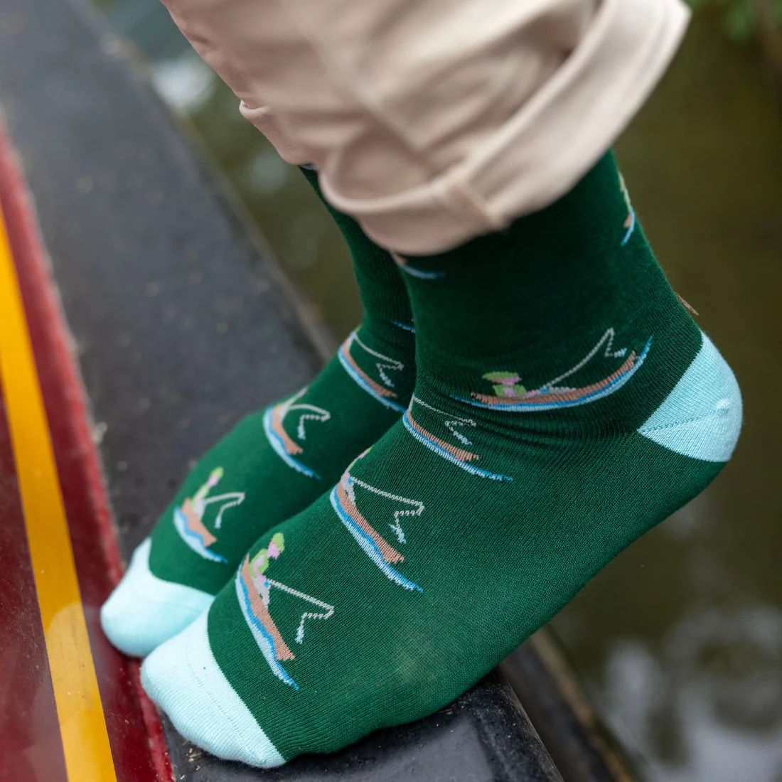 Fisherman Bamboo Socks, Green - Image 3