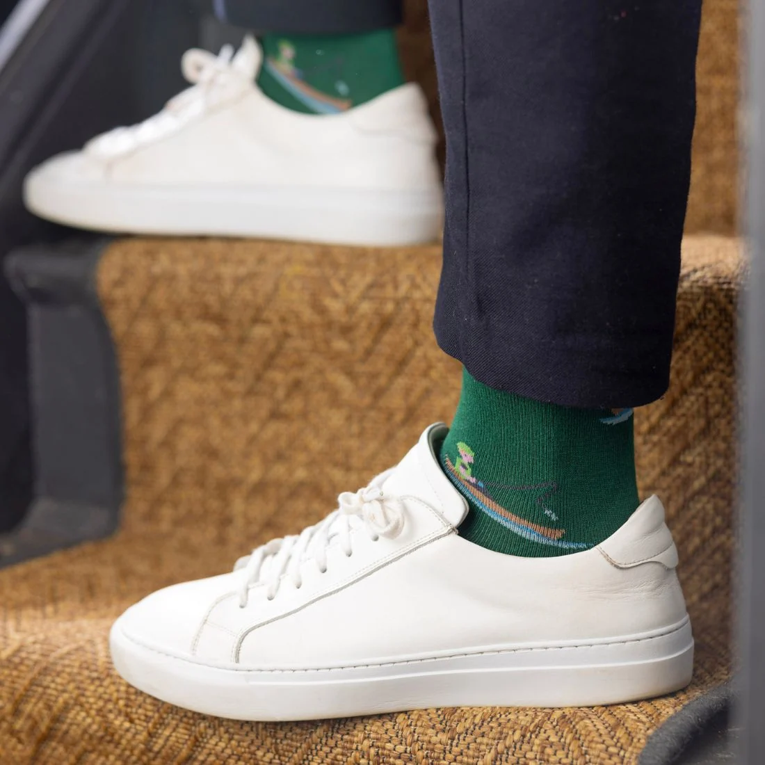 Fisherman Bamboo Socks, Green - Image 4