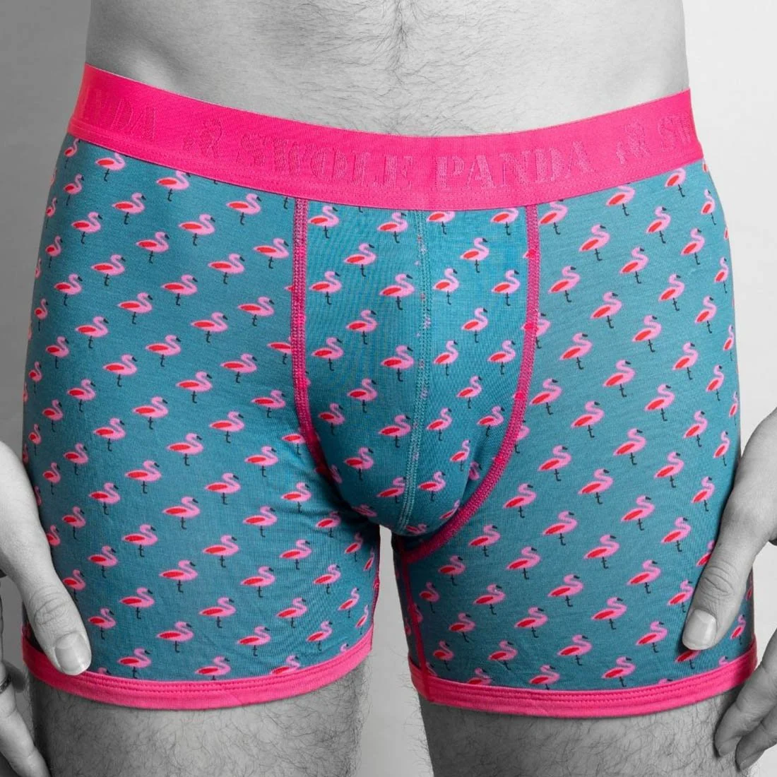 Flamingos Bamboo Boxer Brief, Blue/pink