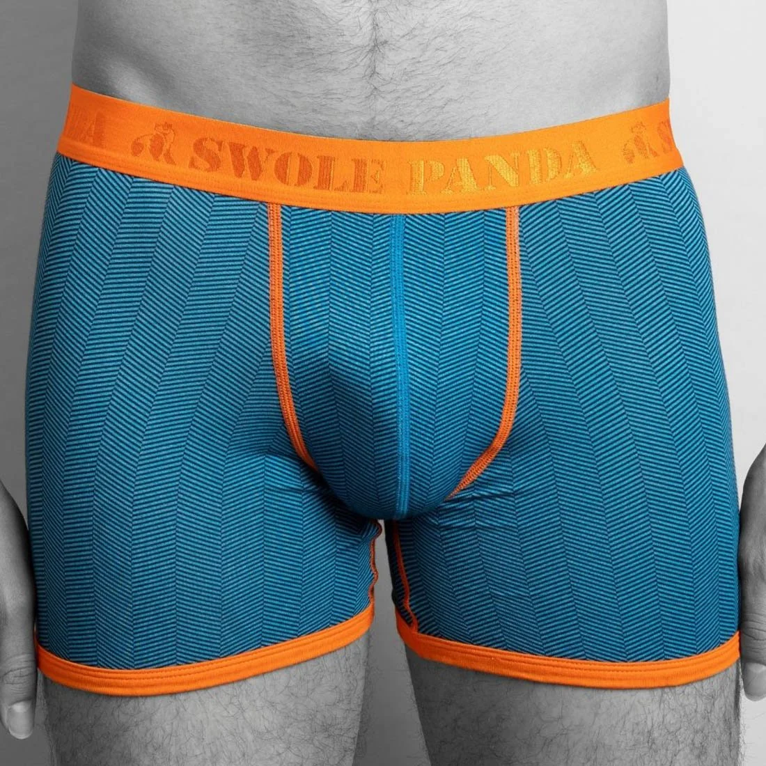 Herringbone Bamboo Boxer Brief, Blue/orange