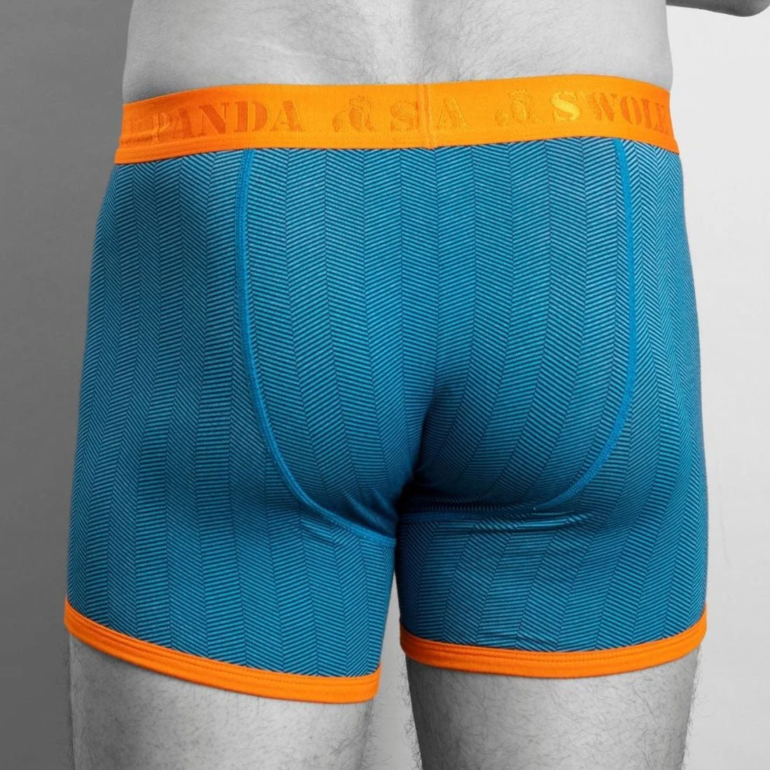 Herringbone Bamboo Boxer Brief, Blue/orange - Image 3