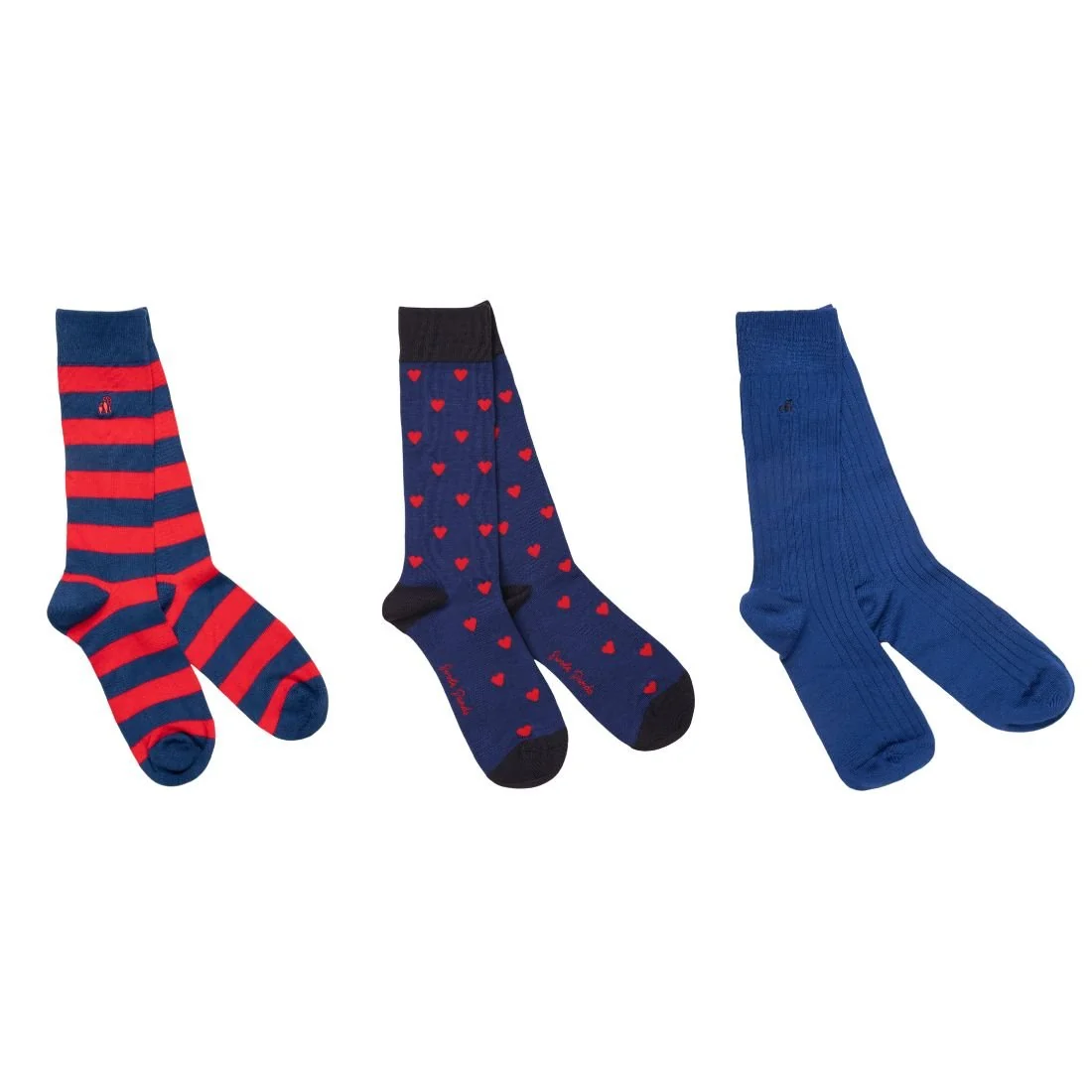3-Pack Love Hearts Bamboo Socks Gift Box, Blue/red - Image 3