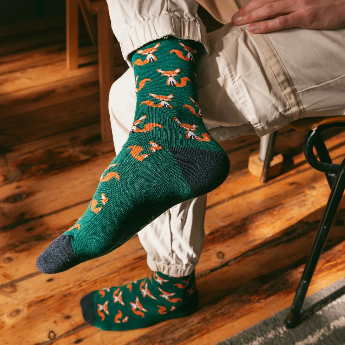Mr Fox Bamboo Socks, Green - Image 2