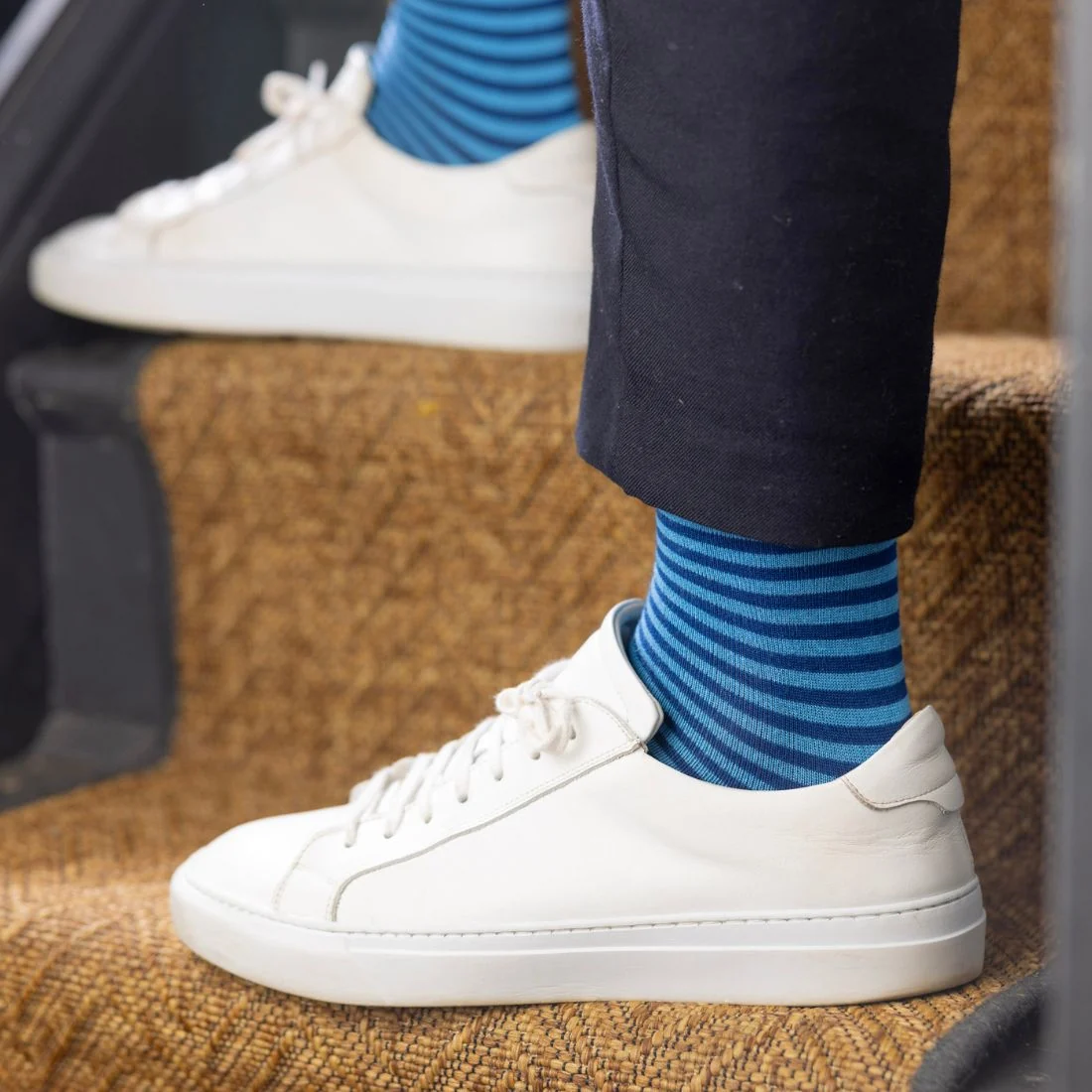 Narrow Stripes Bamboo Socks, Blue/navy - Image 4