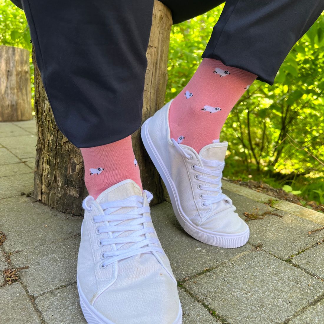Sheep Bamboo Socks, Pink - Image 3