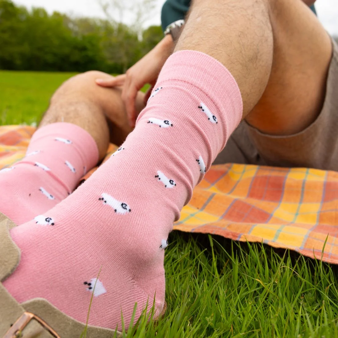 Sheep Bamboo Socks, Pink - Image 4
