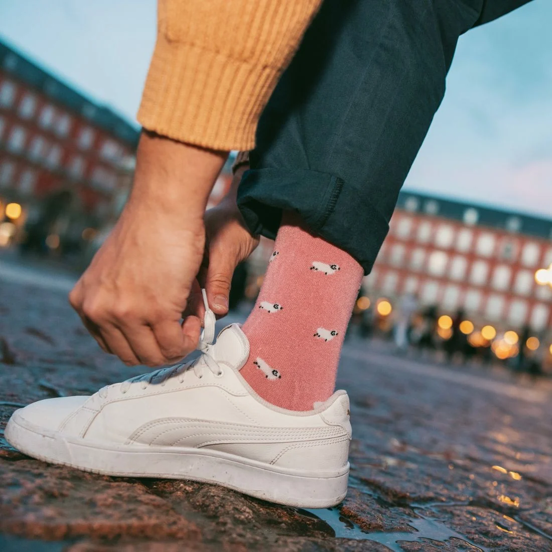 Sheep Bamboo Socks, Pink - Image 5