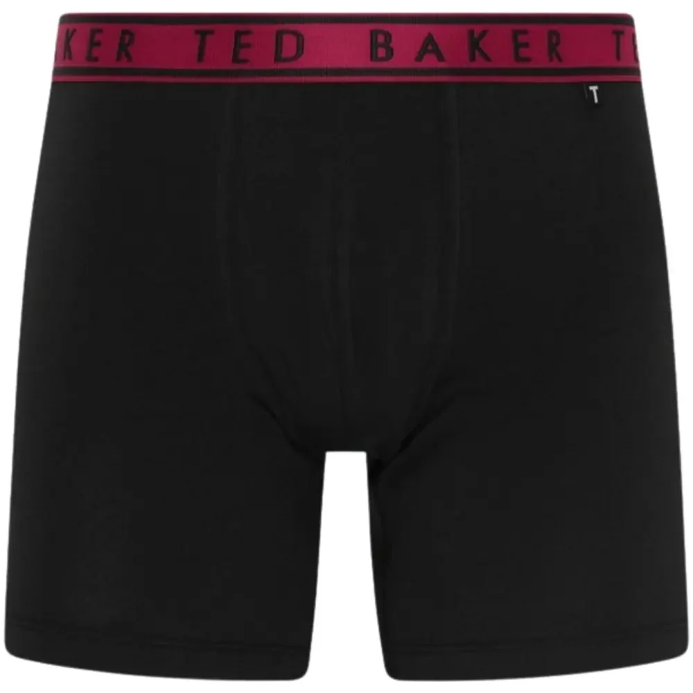 3-Pack Contrast Waistband Boxer Briefs, Black w/ blue/pool/burgundy - Image 3