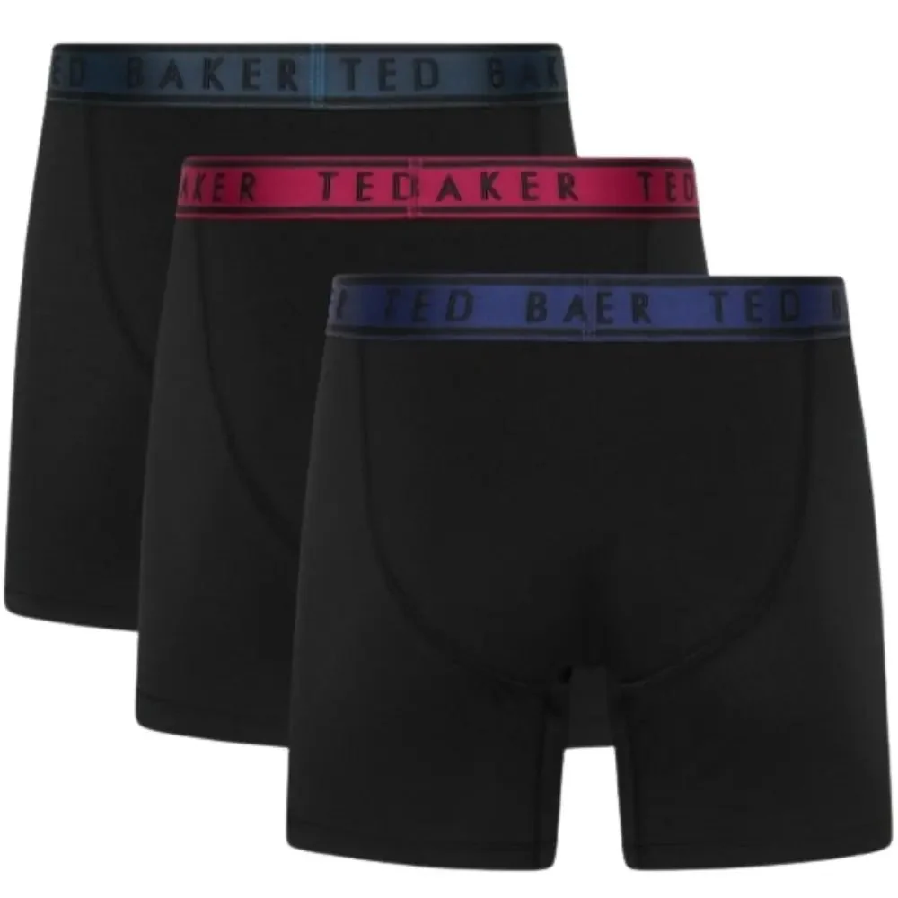 3-Pack Contrast Waistband Boxer Briefs, Black w/ blue/pool/burgundy - Image 6