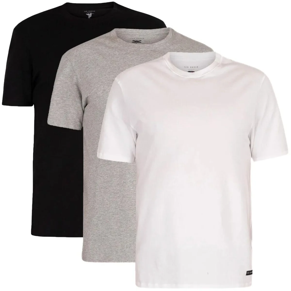 3-Pack Cotton Stretch Crew-Neck T-Shirts, Black/White/Grey - Image 6