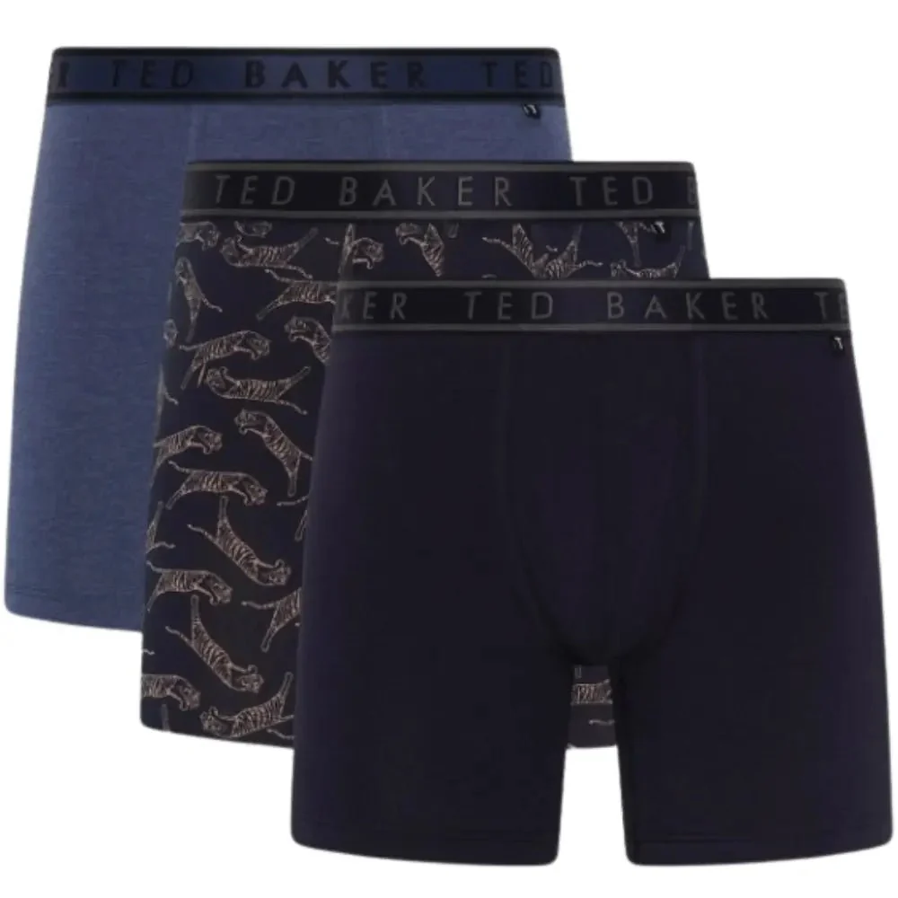 3-Pack Tigers Print Boxer Briefs, Denim/Navy