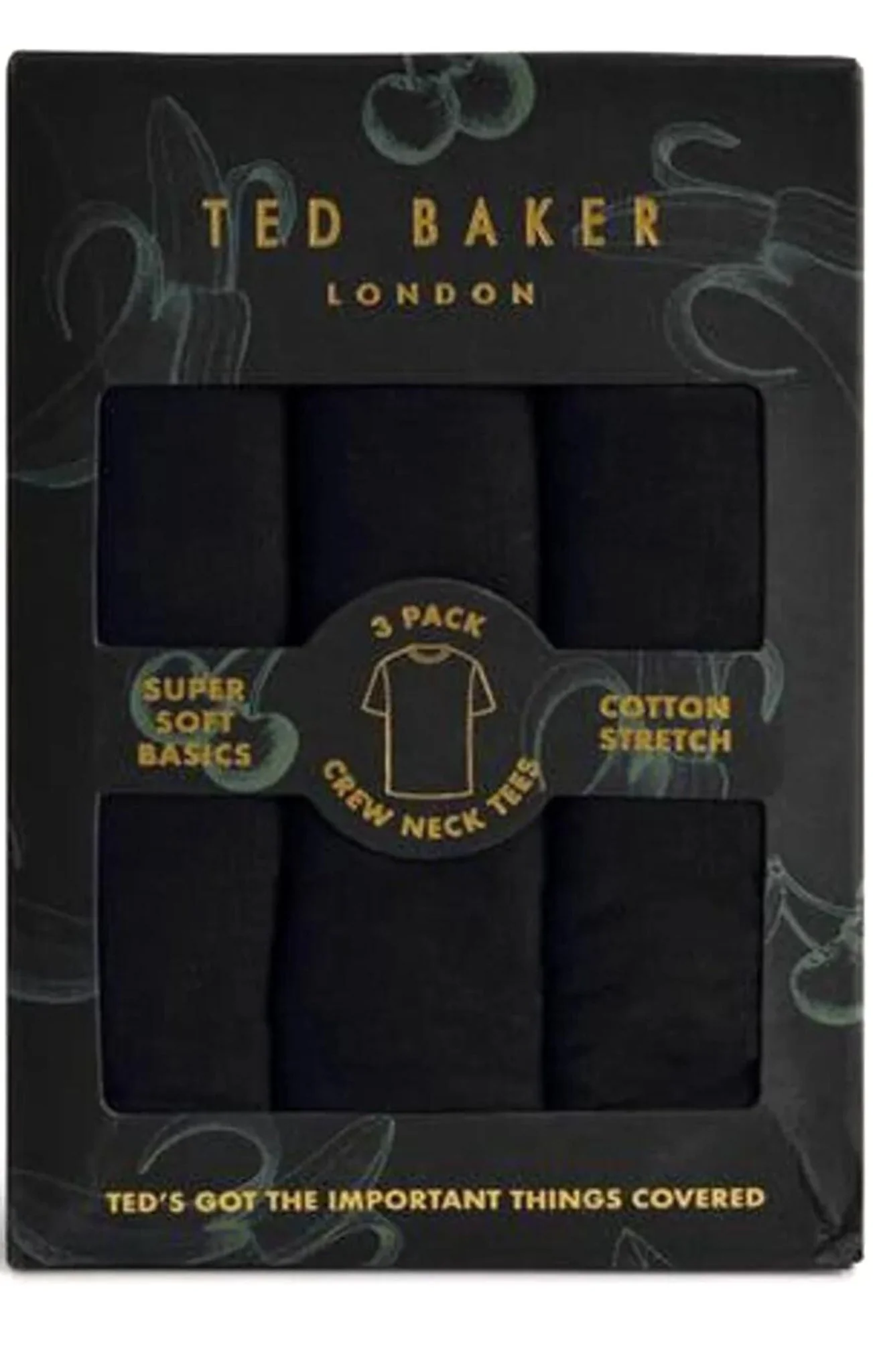 Cotton Stretch 3-Pack Crew-Neck T-Shirts, Black - Image 4
