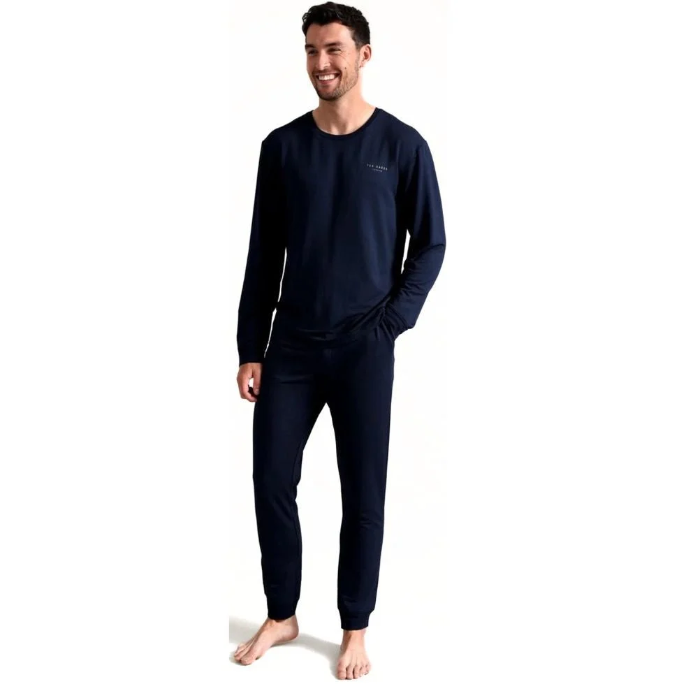 Long-Sleeved Luxe Modal Lounge Top, Navy - Image 3