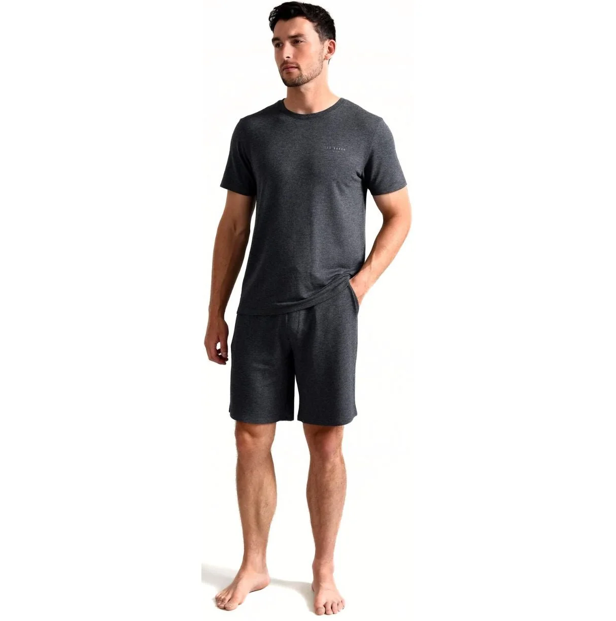 Luxe Modal Lounge Jogging Shorts, Grey Heather - Image 3