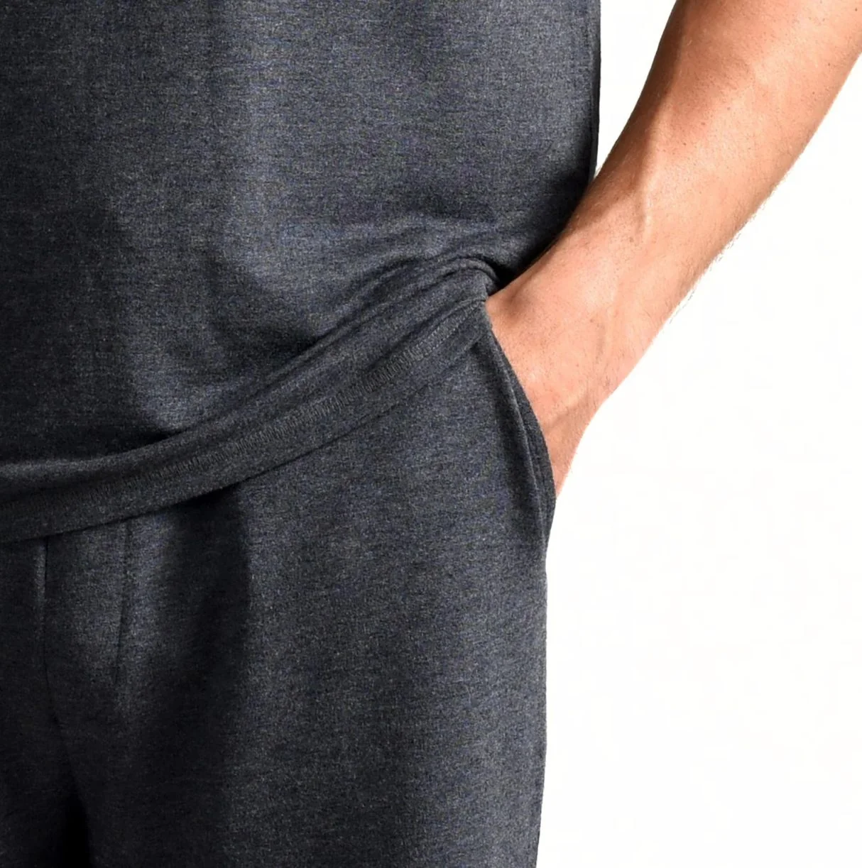 Luxe Modal Lounge Jogging Shorts, Grey Heather - Image 4