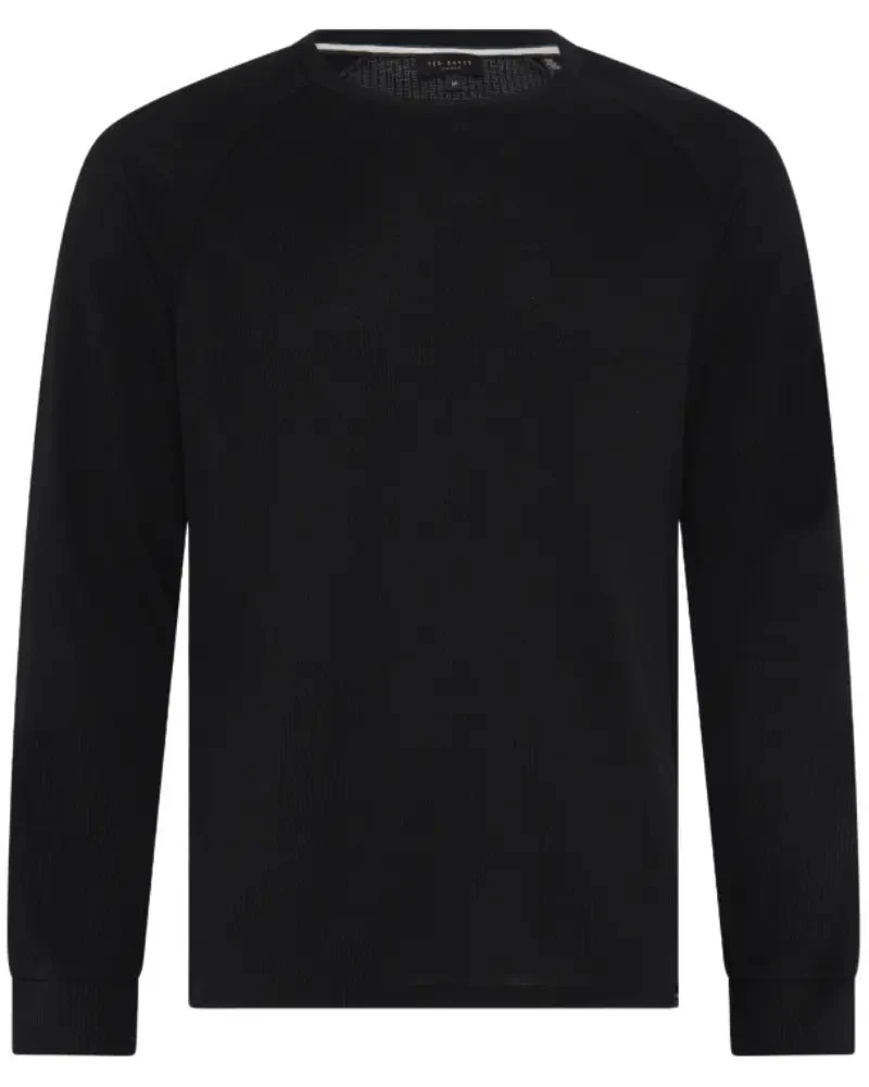 Waffle Long-Sleeve Top & Joggers Lounge Set, Black - Image 3