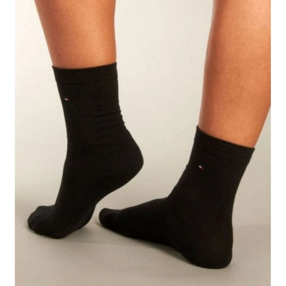 2-Pack Classic Embroidered Logo Women's Socks, Black - Image 3