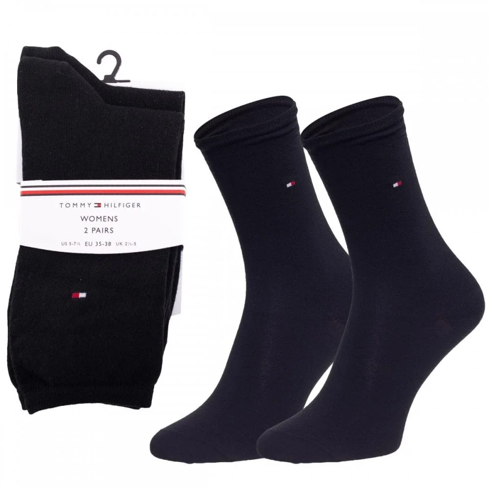2-Pack Classic Embroidered Logo Women's Socks, Black - Image 4